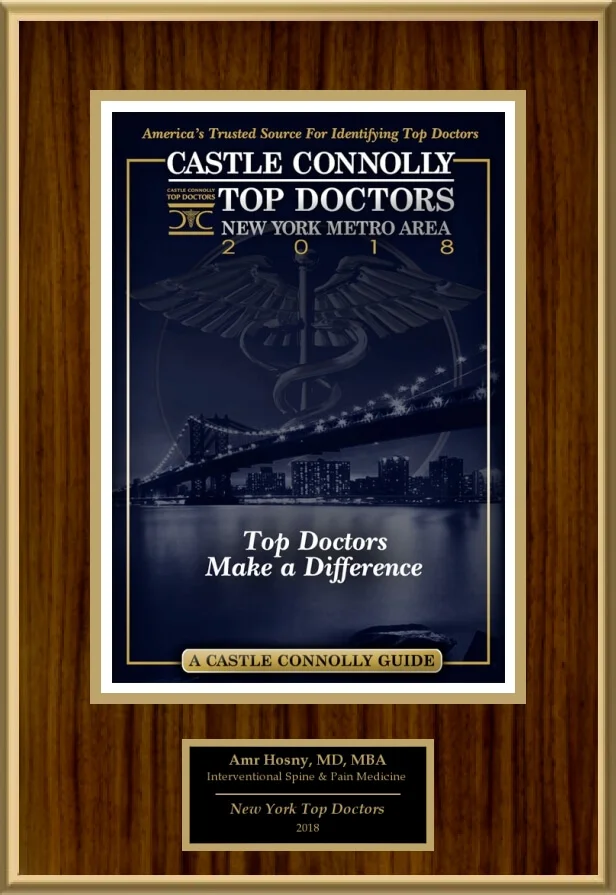 Castle Connolly Top Doctor New York Metro Area 2018 recognition for Dr. Amr Hosny