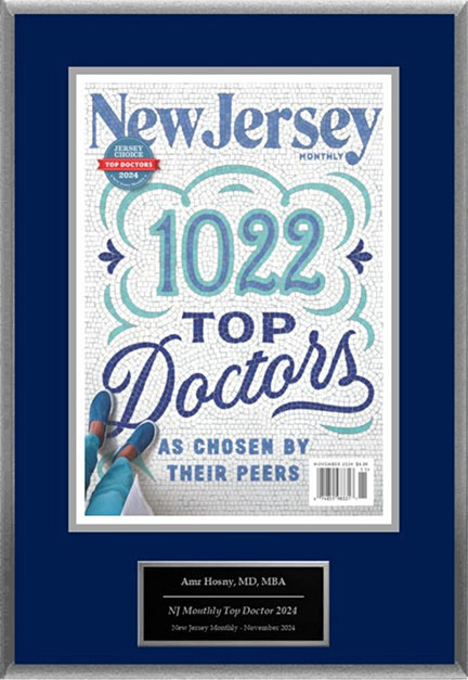 New Jersey Monthly Top Doctors 2024 recognition for Dr. Amr Hosny, selected by peer physicians