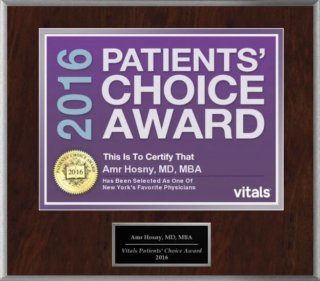 Vitals Patients Choice Award 2016 recognizing patient satisfaction for Dr. Amr Hosny