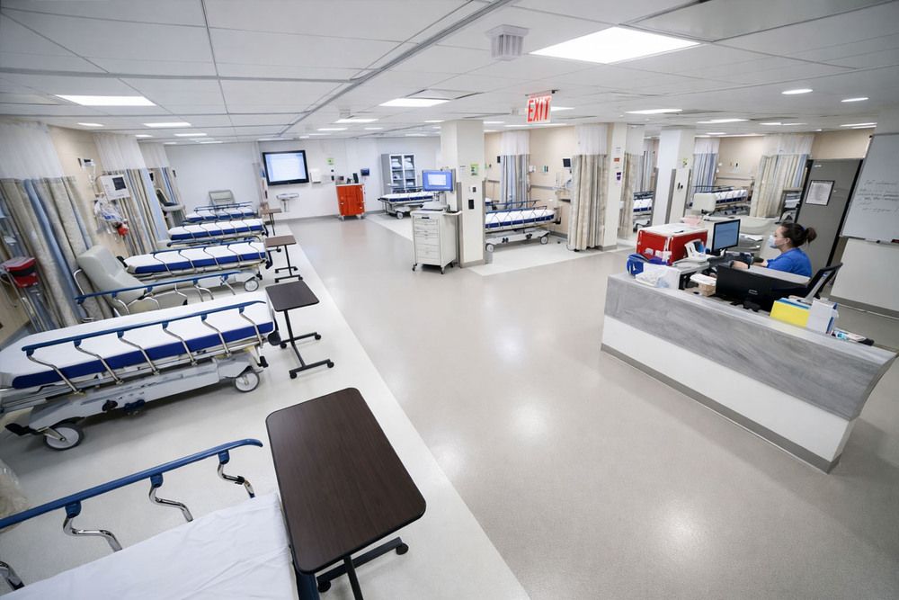 State-of-the-art spine and pain management clinic interior with treatment bays and reception area in Millburn NJ at The Spine and Rehab Group